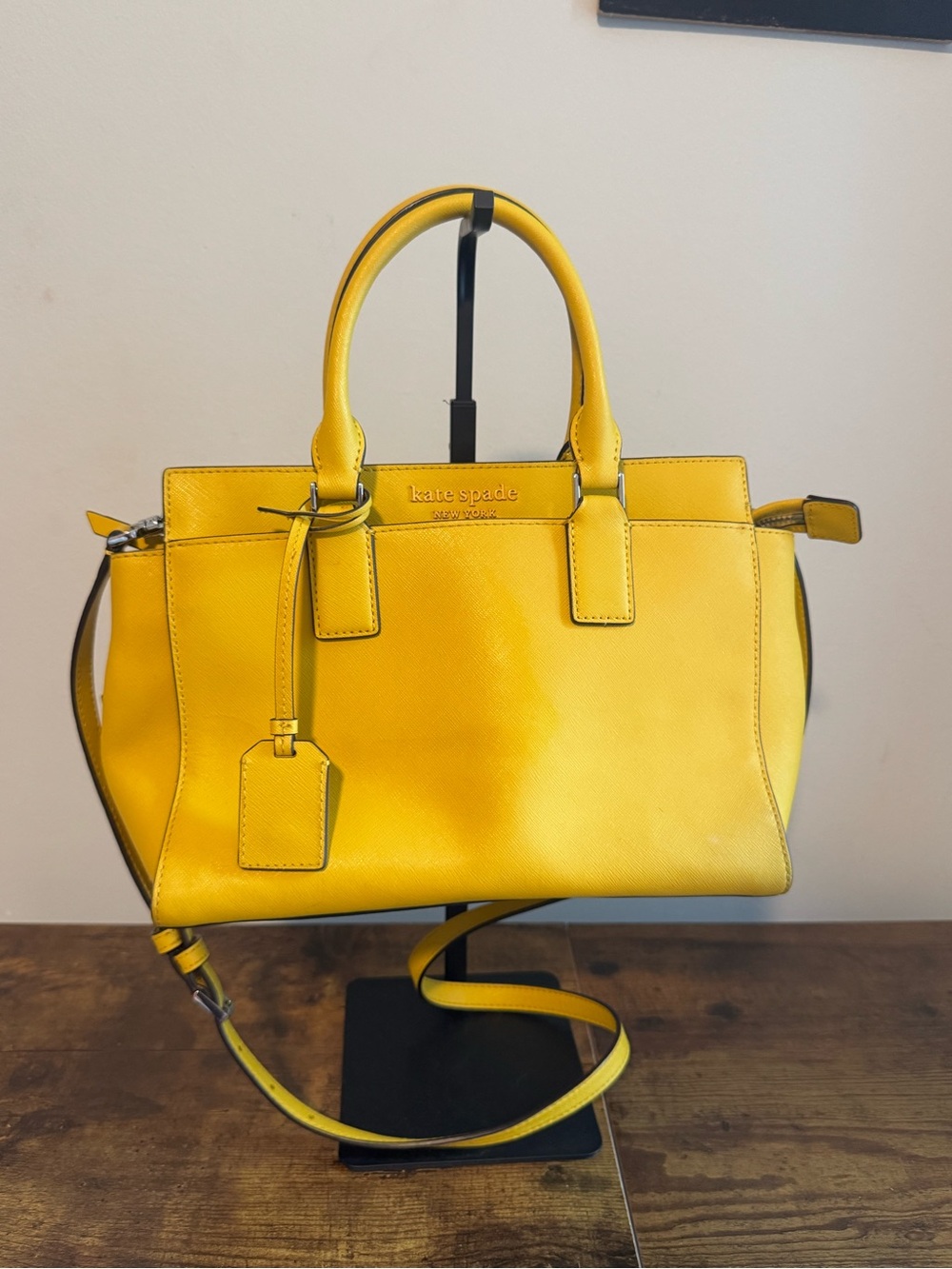 Kate Spade Yellow Leather Satchel with Removable Strap